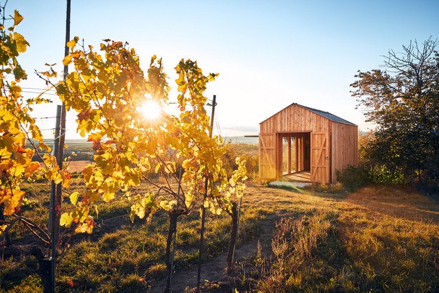 Rosis Hiata Hütte bei Sonnenuntergang - Weingut Hindler, © NÖ Werbung - Andreas Hofer