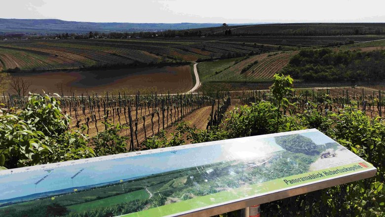 Eine Tafel beschreibt die umgebende Landschaft, © Weinstraße Weinviertel